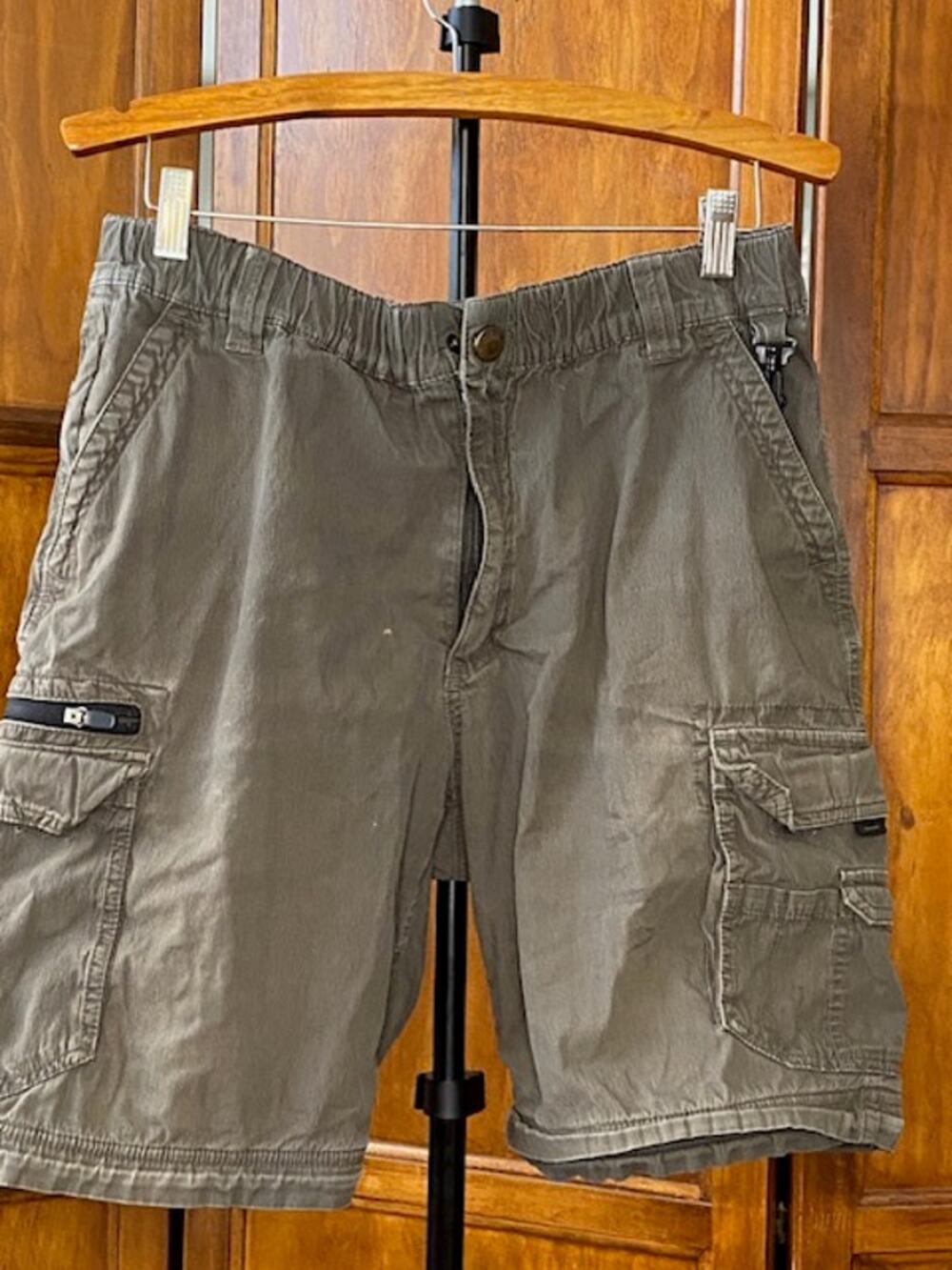 BC Clothing Men's Cargo Shorts Olive Green Stretch Utility Hiking Size M x 32